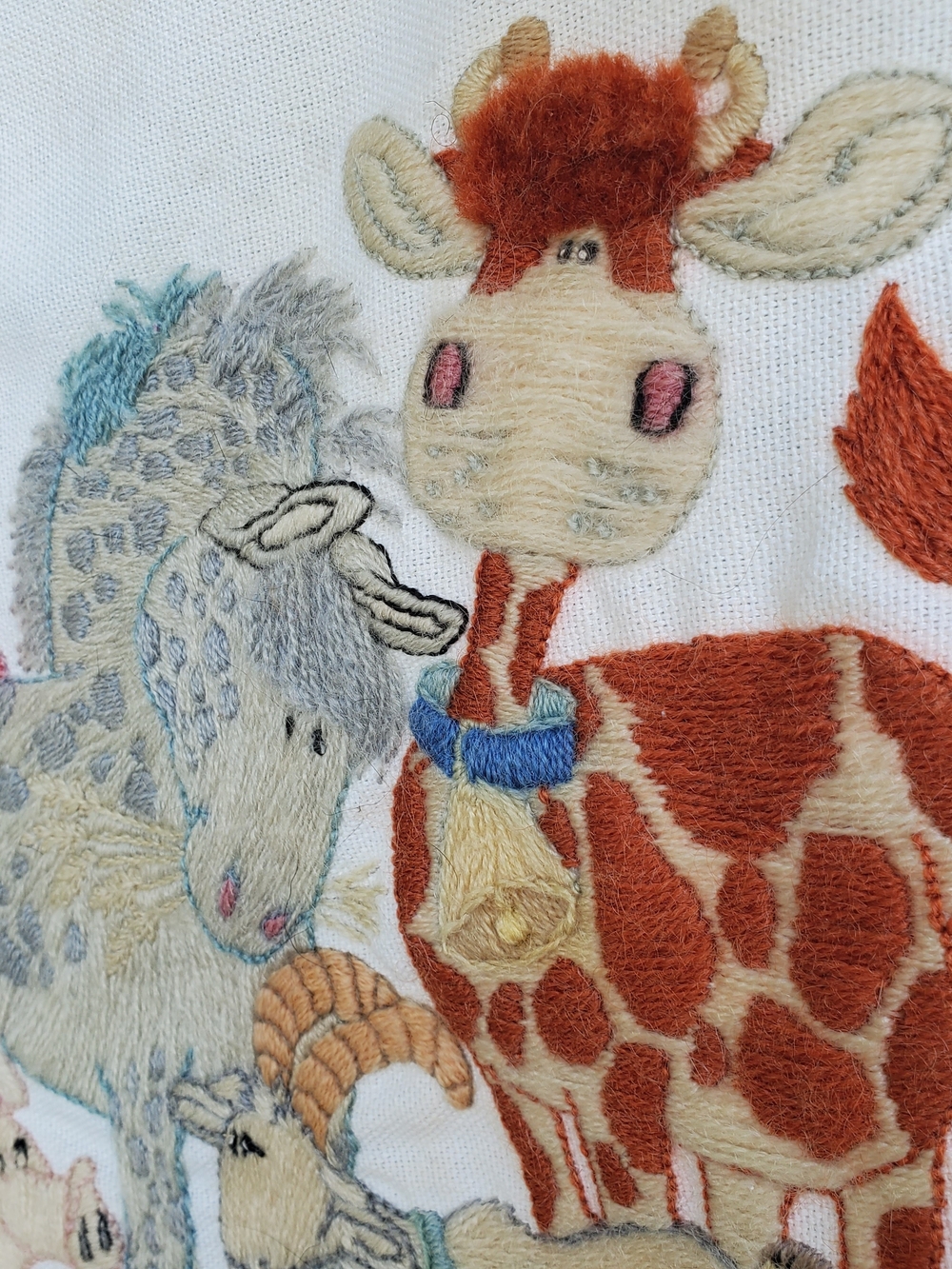 Hand-Crewel Work Farm Animal Panel - Multi Color - Picture 4 of 9